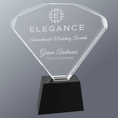 Crystal Fan on Black Base Award, Medium (7-1/2"x8"H)