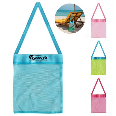 Portable Folding Polyester Mesh Beach Tote Bag