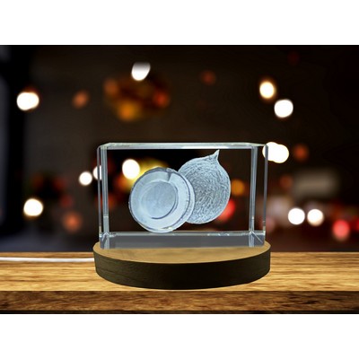 Coconut 3D Engraved Crystal Trophy Award w/LED Base Light