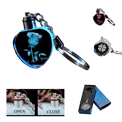 Heart-Shaped Crystal Colored Key Chain Light