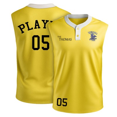 Men's 2 Button Sublimated Sleeveless Baseball Jersey 200 GSM