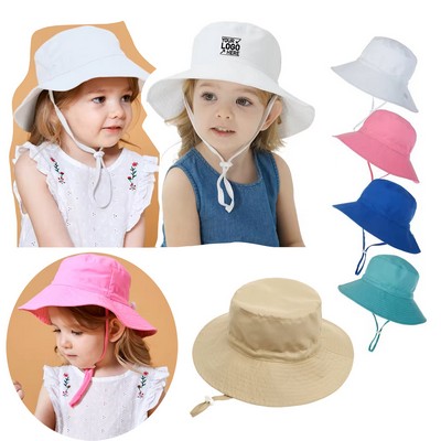 UV Protection Kids' Breathable Cotton Sun Bucket Hat for Outdoor Activities