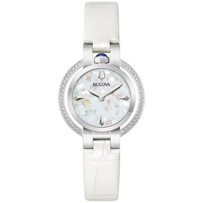 Bulova Ladies' Rubaiyat Leather Strap Watch White MOP Dial