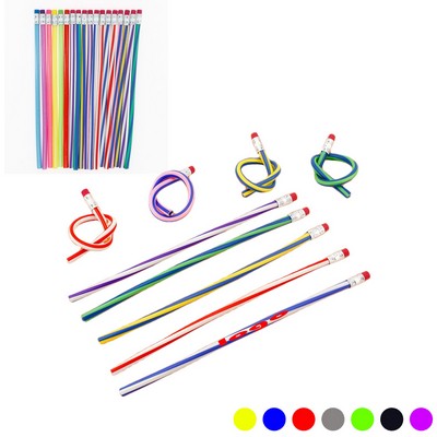 Multi Colored Striped Flexible Pencil With Eraser