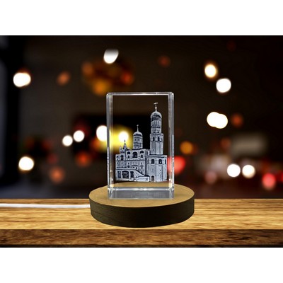 Ivan the Great Bell Tower 3D Engraved Crystal Trophy w/LED Base - Luxurious Keepsake