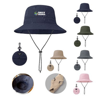 Summer Beach Portable Waterproof Bucket Hat With Chin Strap