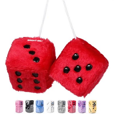 Retro Plush Fuzzy Dice Keychain