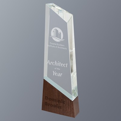 Peak Sierra Glass on Walnut Base Series, Large (3-3/4"x 11"H)