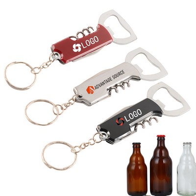 4-in-1 Stainless Steel Bottle Opener Keychain