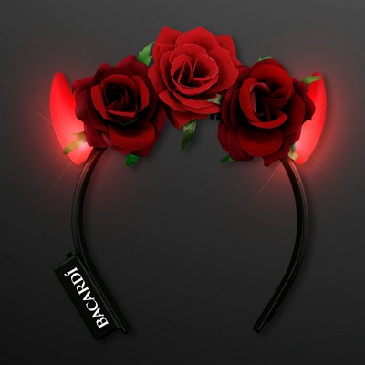 Red Roses LED Devil Horns with Flowers - PRINTED