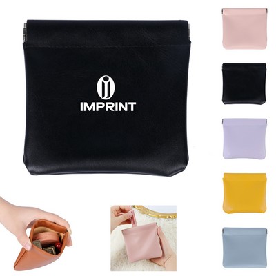 Leather Square Coin Purse Pouch