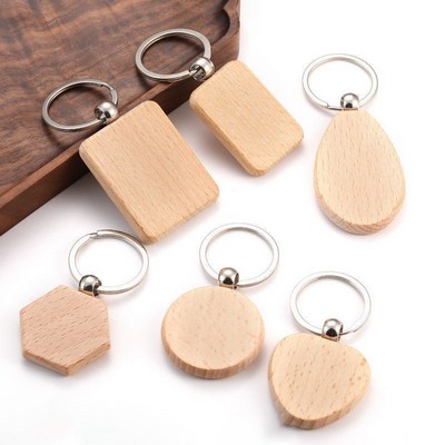 Beech Wood Laser Engraved DIY Keychain