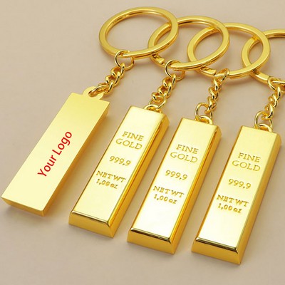 Metal Pendant Souvenir Keyring Custom Replica Gold Bar Keychain