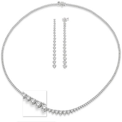 Jilco Diamond Drop Earrings And Necklace Set