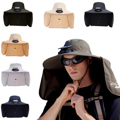 Solar Fan Hat W/ Removable Neck Flap
