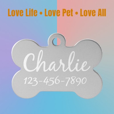 Silver Laserable Anodized Aluminum Bone Pet Tag