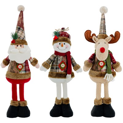 Christmas Decors Figurine Plush Doll Telescopic Xmas Ornament
