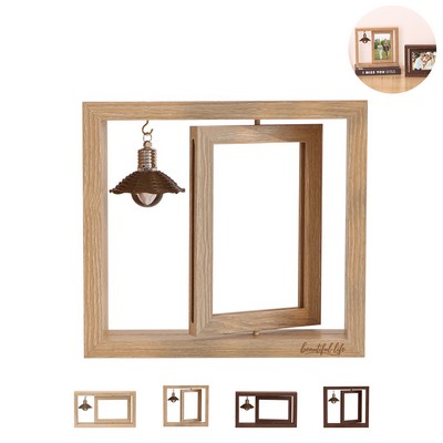 6" Wooden Rotating Photo Picture Frame for Two 4x6 Photos