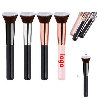 Custom Flat Blush & Powder Brush with Wooden Handle
