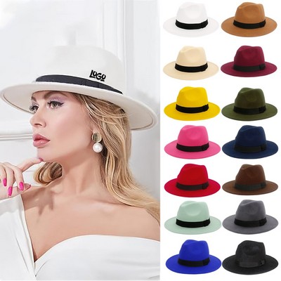 Unisex Vintage Wide Brim Fedora Hat