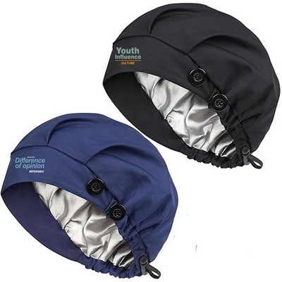 Satin Lined Bouffant Scrub Cap With 4 Buttons And Sweatband