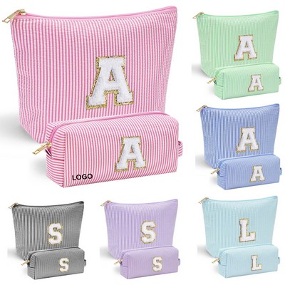 Personalized Initial Design Makeup Bag Set Travel Toiletry Bag for Teen Girl Gifts