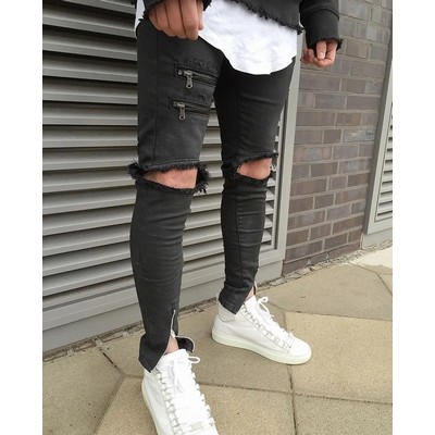 Men's Distressed Biker Jeans