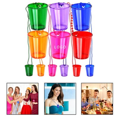 Shot Glass On Beaded Necklace Plastic Party Favors