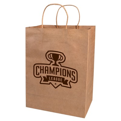 Natural Kraft Paper Shopper Tote Bag (8" x 4 3/4" x 10 1/4")