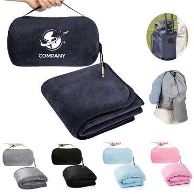 2-in-1 Travel Blanket Foldable Multifunctional Flannel
