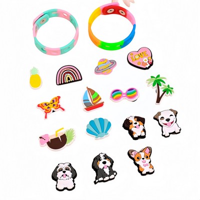 Custom PVC Charms for Silicone wristband with holes-1.2"W