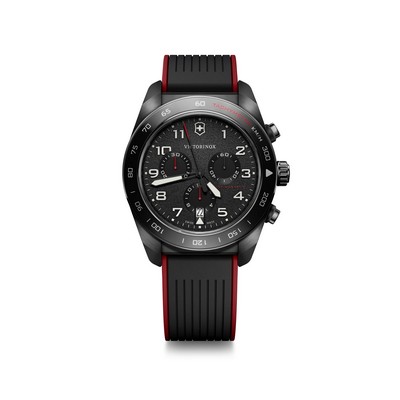 Swiss Army Chrono 42mm, black case, black bezel/dial, rubber strap