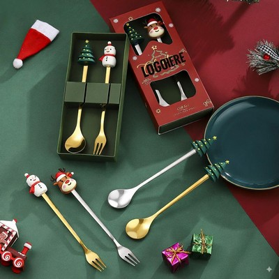 Christmas Stainless Steel Spoon & Fork Gift Set