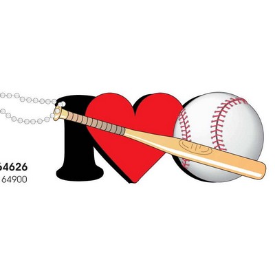 I Love Baseball w/ Bat Promotional Key Chain w/ Black Back (12 Square Inch)
