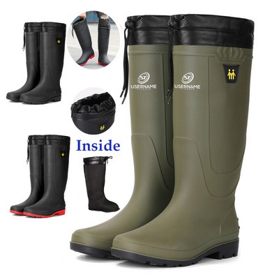 Winter Rain Boots Men Waterproof Shoes High Tube Velvet Anti slip Fishing Boots