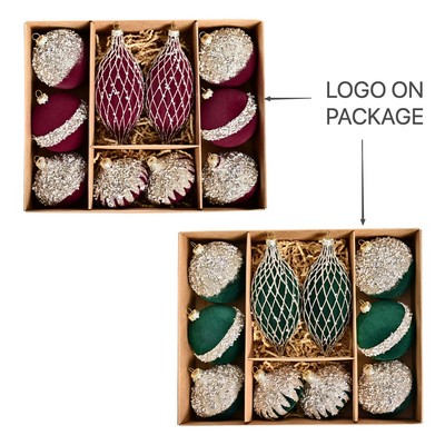 Velvet Flocked Christmas Ornament Balls with Rhinestones