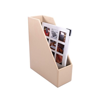 White Latte Bonded Leather Magazine Rack