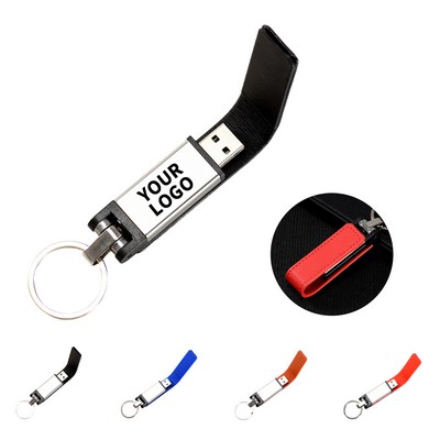 Metal And PU 16 GB USB Flash Drive Keyring