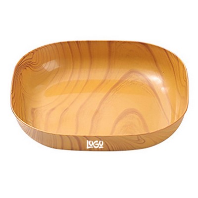 Elegant Wood-Grain Plastic Fruit Tray