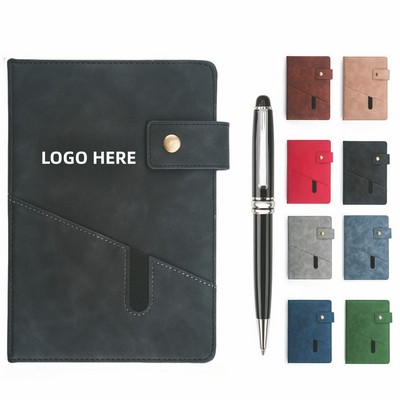 A5 Ruled Leather Journal with Pocket