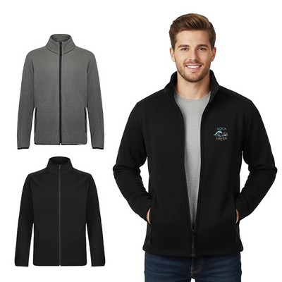 Men's Knitted Heathered Full-Zip Fleece