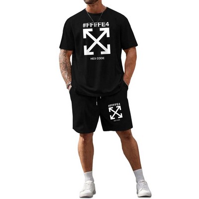 Men's 100% Cotton Matching Set T-Shirt & Shorts Loungewear