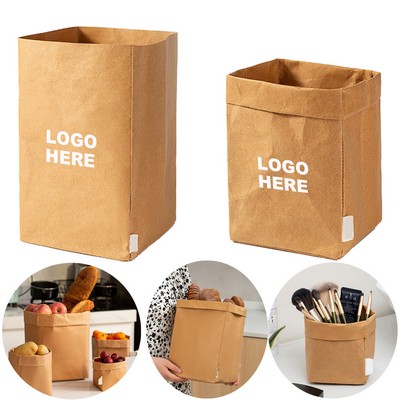 Custom Multiuse Kitchen Washable Kraft Paper Food Storage Bag