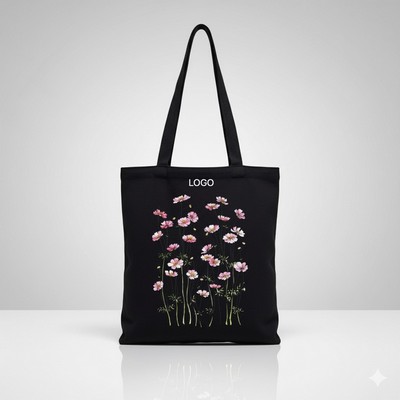 Flowers Canvas Tote Bag Foldable Shoulder Shopping Bag Reusable Eco Friendly