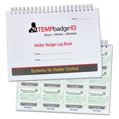 TEMPbadge Custom Visitor Badge Log Book, 40 Pages, 480 badges