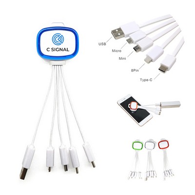 4-in-1 Keychain Charger Cord With LED Light