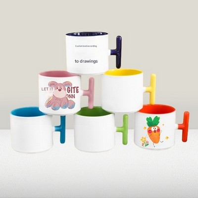 Creative T-Handle Coffee Cup with Inner Color