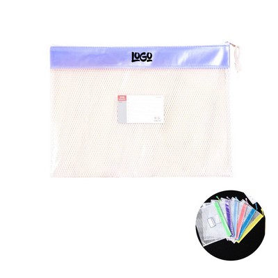 Transparent Mesh PVC Zippered Bag Semi-Transparent Document