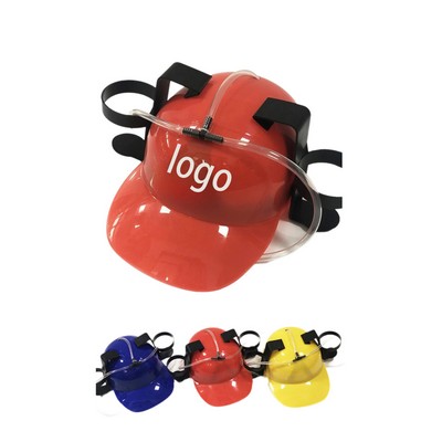 Hands Free Beer Hat with Dual Can Holders and Drinking Straws