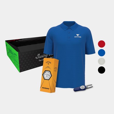 Callaway® Men's Golf Polo Shirt, Warbird Golf Balls & Pitchfix® 2.5 Golf Divot Tool Gift Set